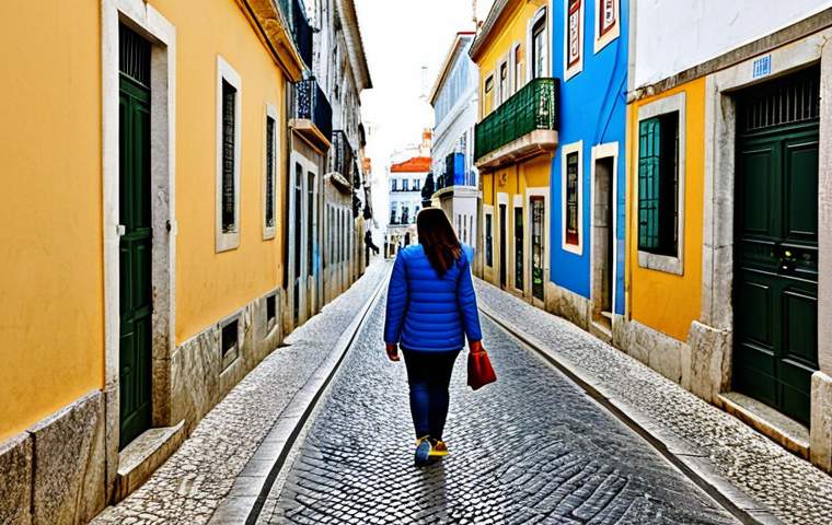Lisbon's Alfama District**

"A charming, narrow cobblestone street in Lisbon's Alfama district, Portugal. Traditional Portuguese buildings with colorful azulejo tile facades line the street. A fully clothed woman in modest, casual attire walks along the street, enjoying the atmosphere. A distant view of the Tagus River is visible. Safe for work, appropriate content, professional photography, perfect anatomy, correct proportions, natural pose, well-formed hands, proper finger count, natural body proportions. High quality, family-friendly."

**