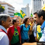 Home 23 포르투갈어 정치 및 경제 용어 - A dynamic political scene in Brazil featuring diverse political leaders engaging with citizens in a ...